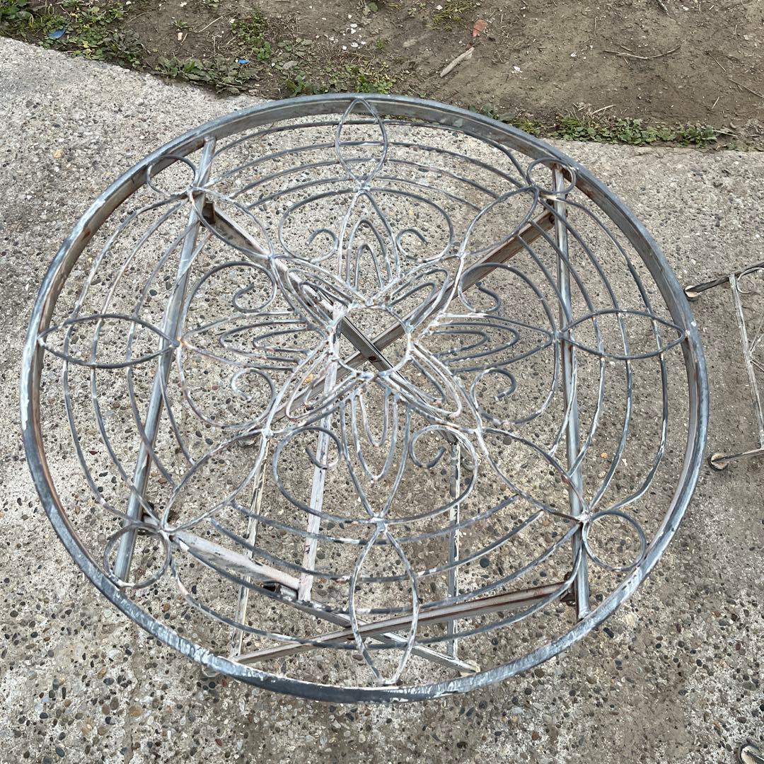 アンティーク　メタルフォールディング　テーブル　チェア　4点セット　新品未使用