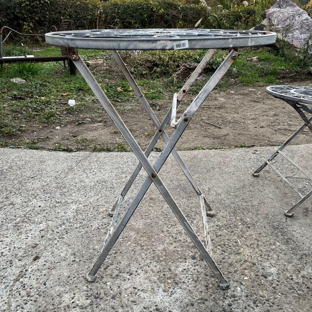 アンティーク　メタルフォールディング　テーブル　チェア　4点セット　新品未使用
