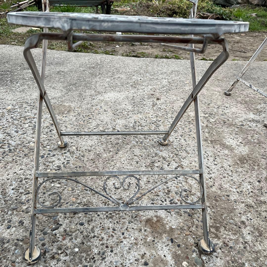 アンティーク　メタルフォールディング　テーブル　チェア　4点セット　新品未使用