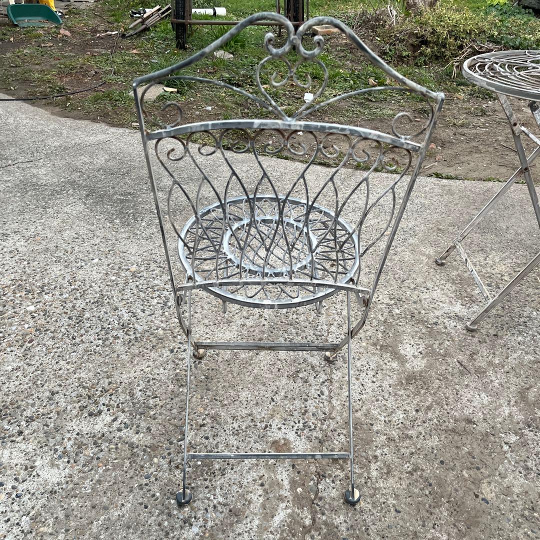 アンティーク　メタルフォールディング　テーブル　チェア　4点セット　新品未使用