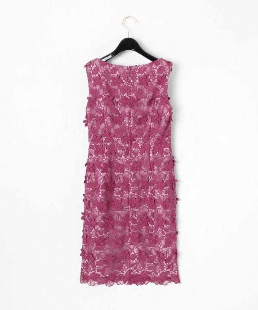 【美品】グレースコンチネンタル フラワーレースタイトワンピースピンク 36