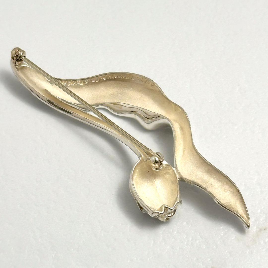 希少　Tiffany　チューリップ　フラワー　シルバー　ブローチ　Ag925