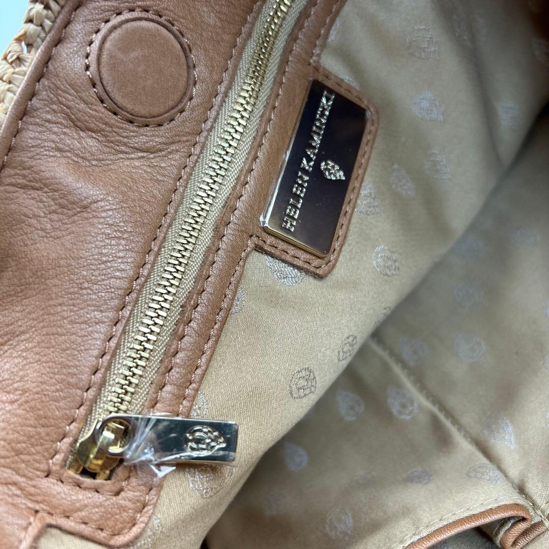 【美品】 ヘレンカミンスキー ラフィア カゴバッグ チャーム　トートバッグ　金具