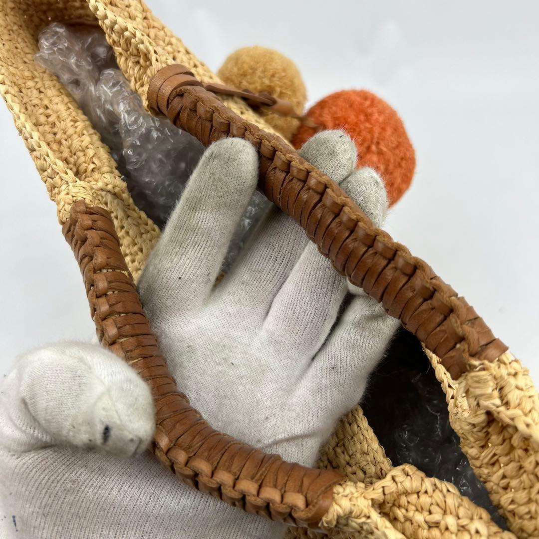 【美品】 ヘレンカミンスキー ラフィア カゴバッグ チャーム　トートバッグ　金具