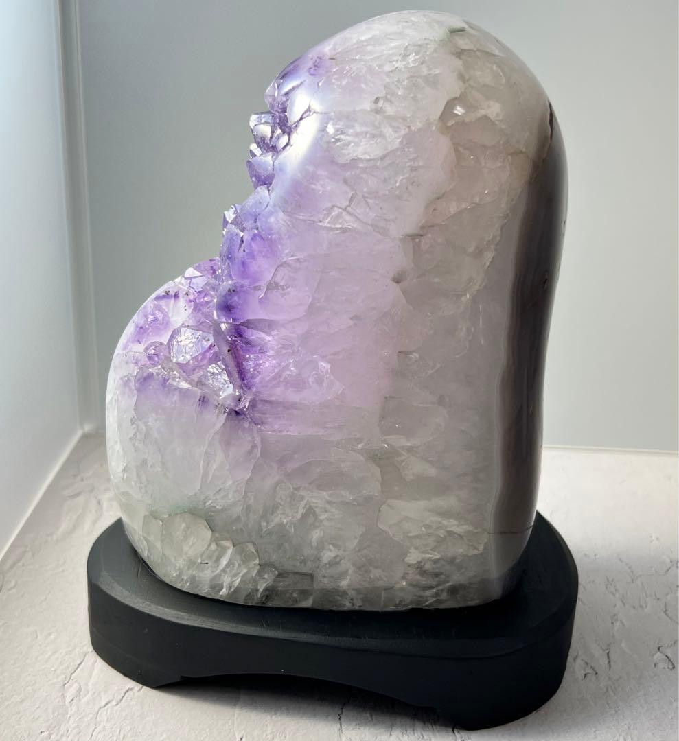 天然石 レア美品 アメジストクラスターランプ LEDライト付き