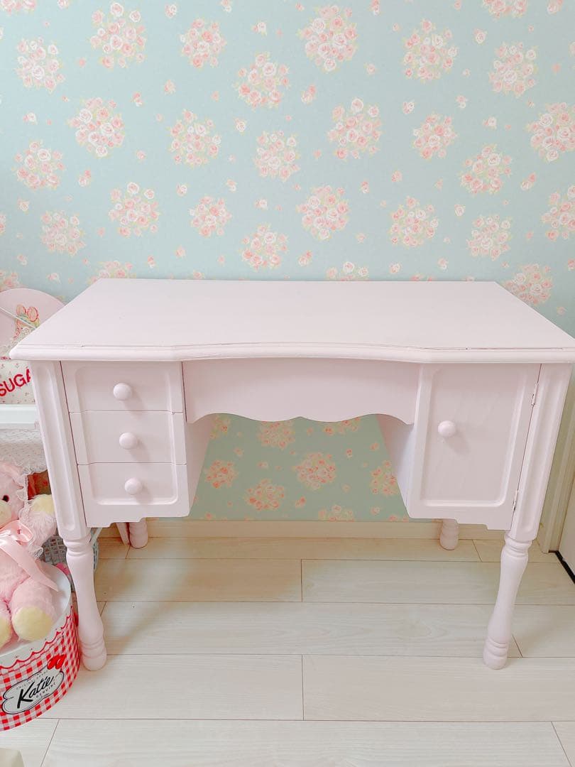 ヴィンテージ　ピンクのデスク　ドレッサー