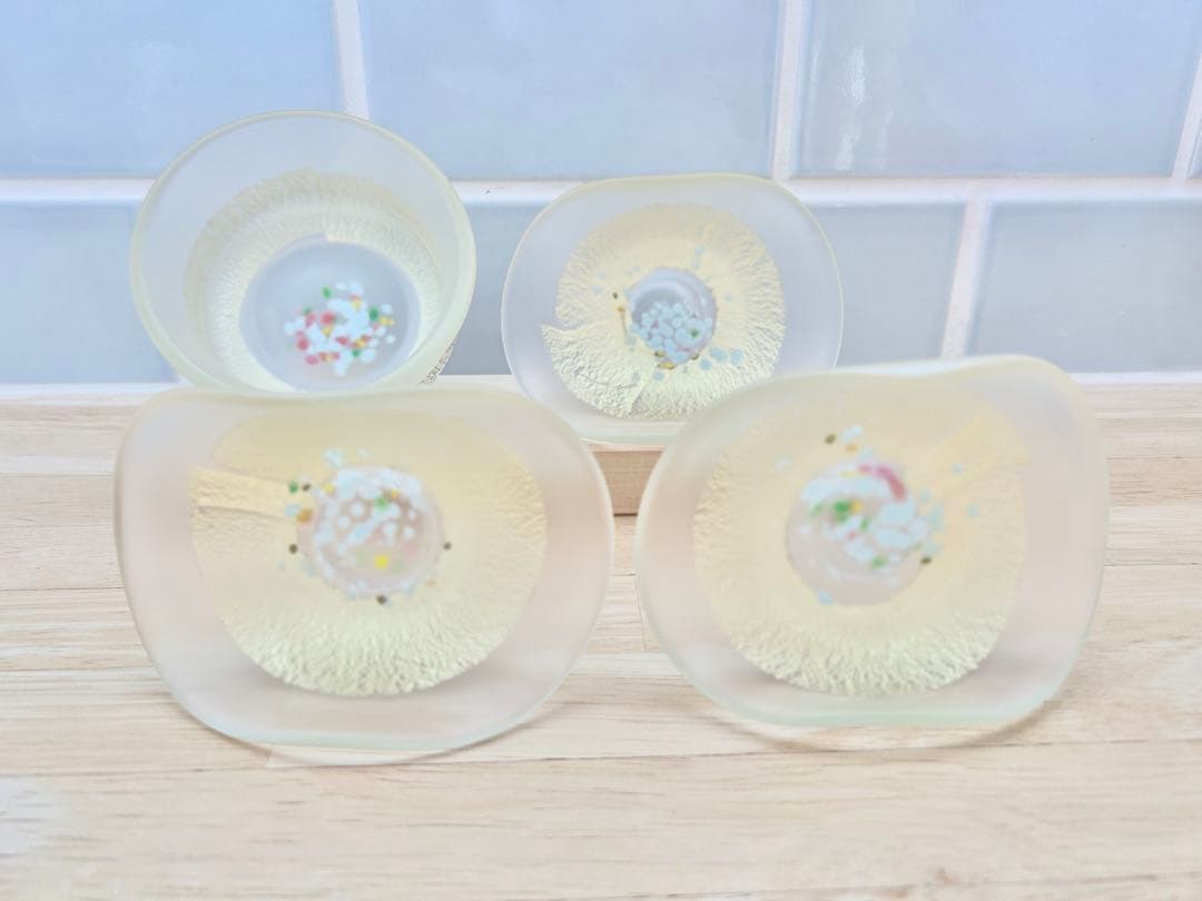 黒木国昭 金彩 鉢 ガラス 小鉢 向付 猪口 和食器 硝子 4点 まとめ売 美品