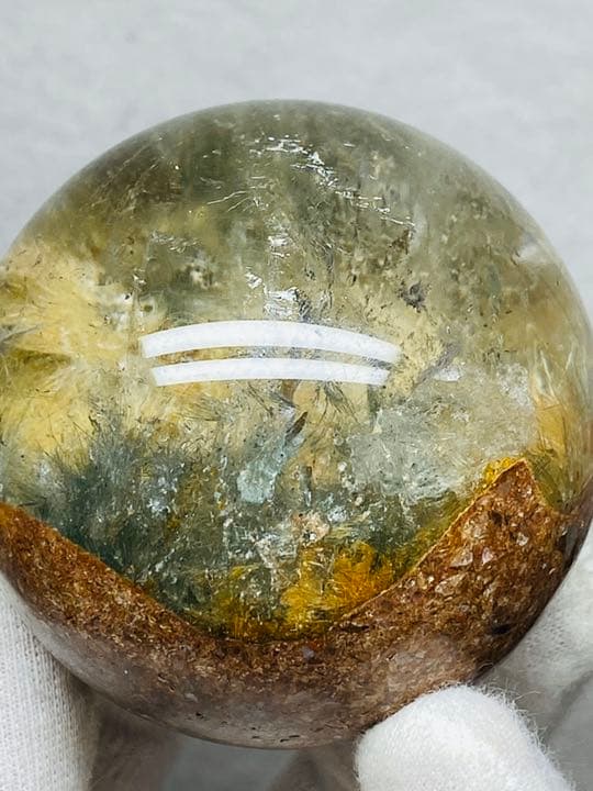 58.9㍉　タイチンルチルクォーツ　太陽発射ルチルクォーツ　グリンルチル　水晶球
