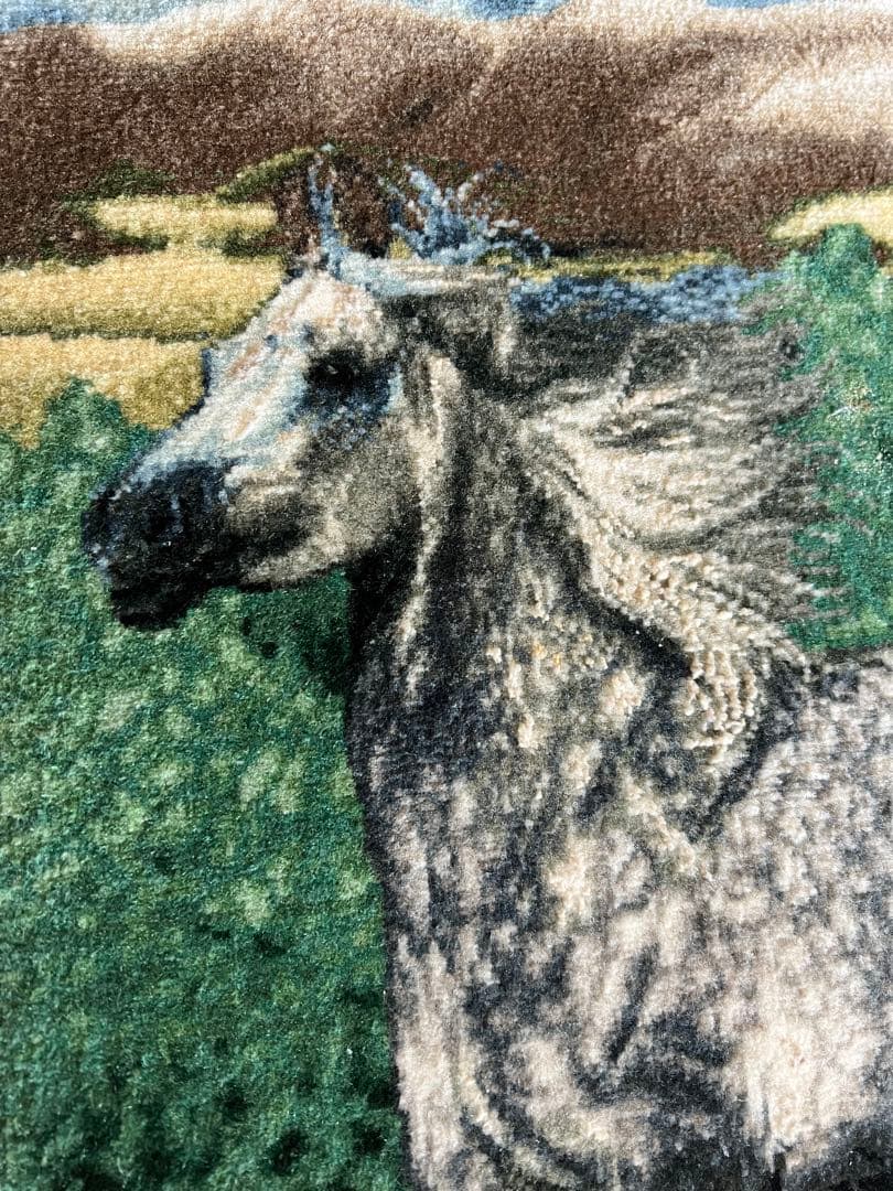 ペルシャ絨毯　馬柄　50x45