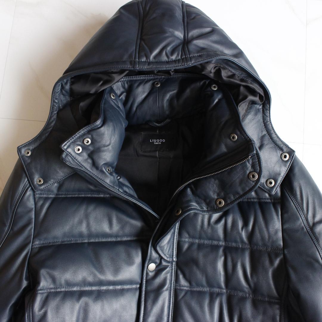 LIUGOOTOKYO 3way ラムレザーダウンジャケット LLL ネイビー