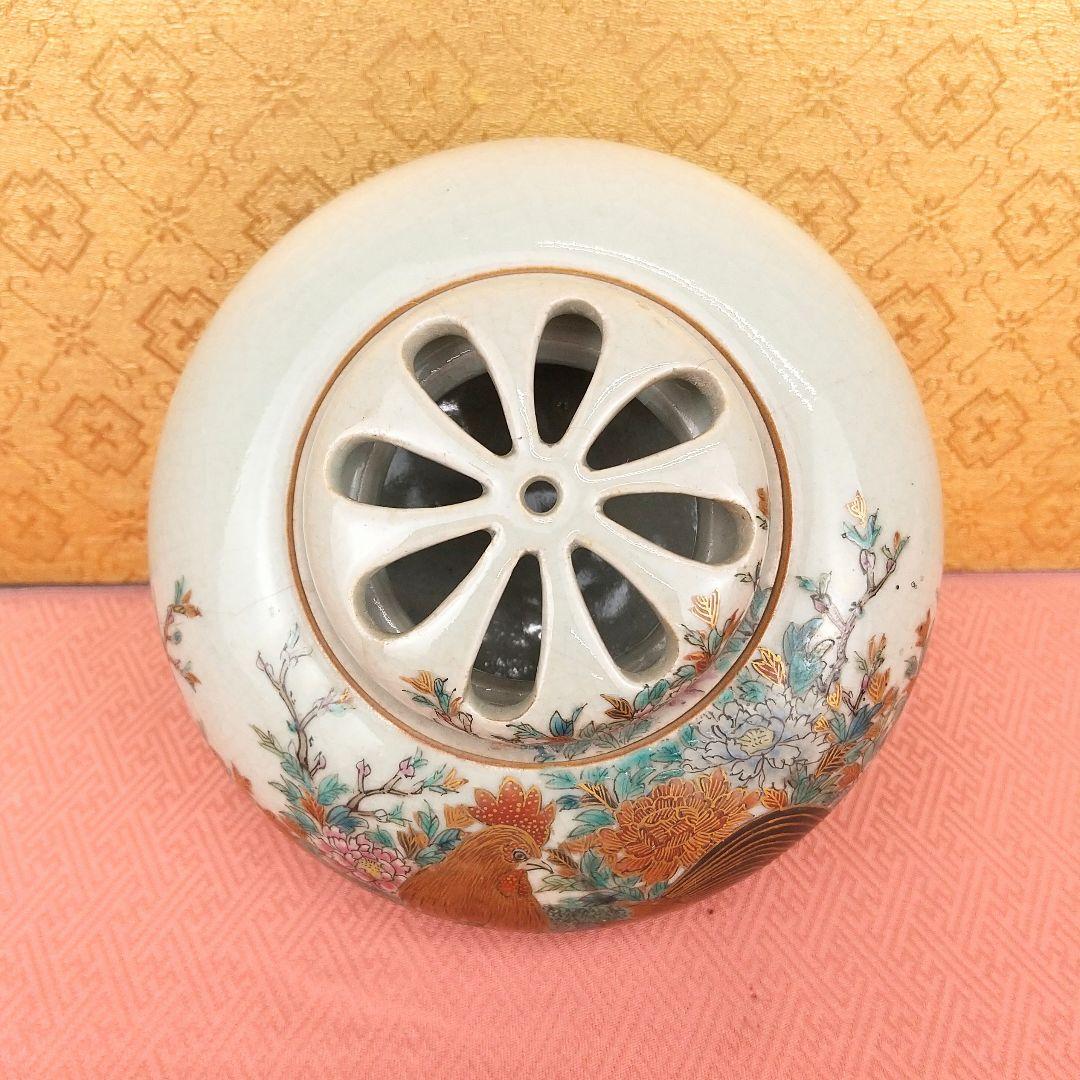 【お値下げしました！】九谷焼　香炉　色絵　鶏図　泉山作
