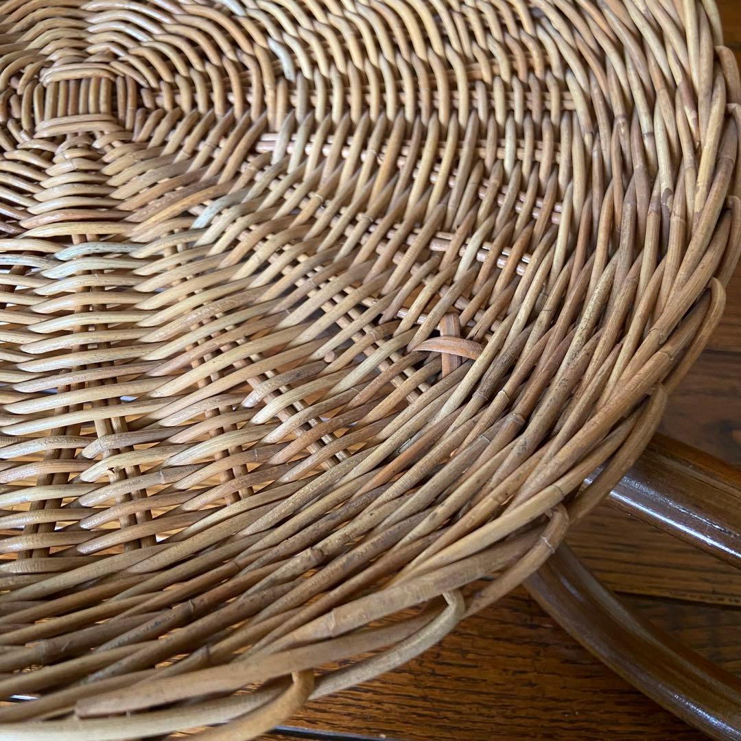 オールドラタン　サイドテーブル　ガラステーブル　籐家具　アンティーク家具