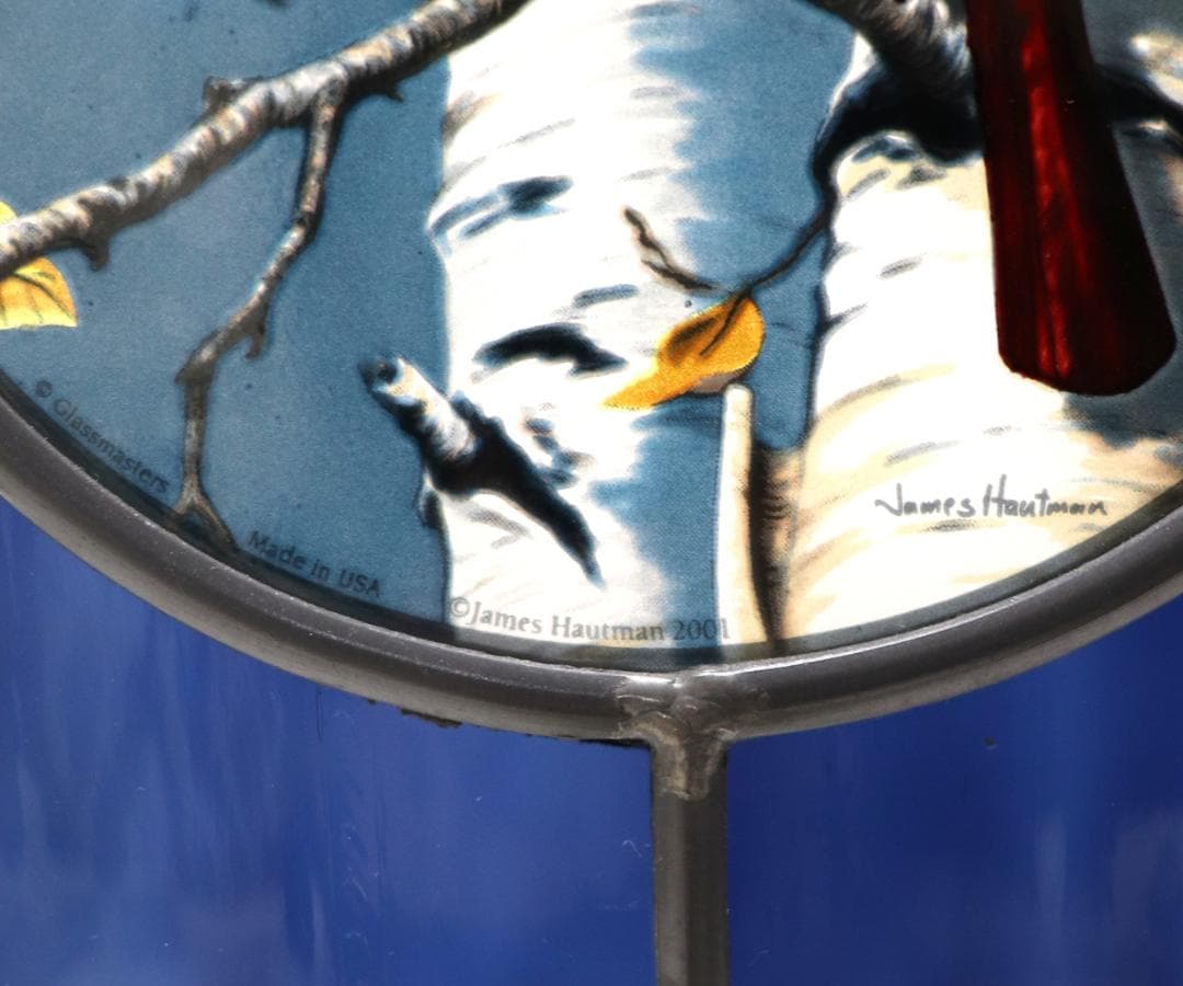 特大 二匹のショウジョウコウカンチョウ ヴィンテージ ステンドグラス アクリル