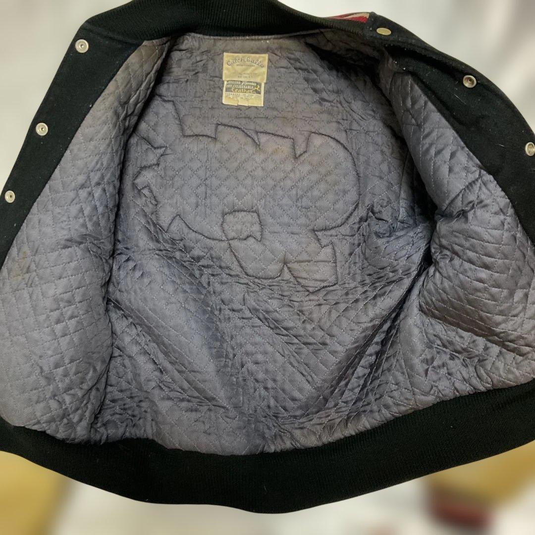 袖革スタジャン 40 実サイズ日本Lサイズ 黒/キャメル