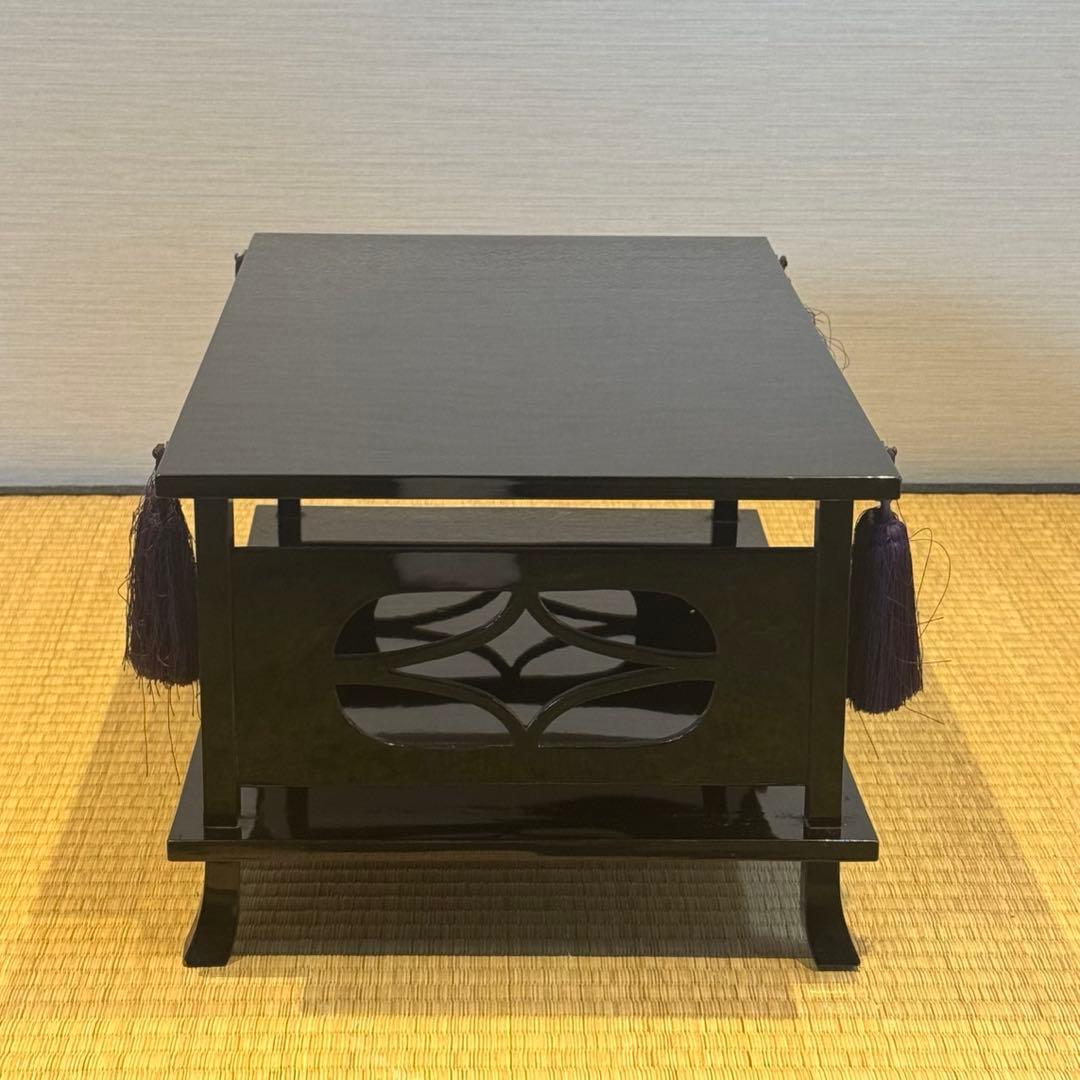 塗師 喜斎 作 蝋色 冠卓 房飾 共箱 木製漆器 花台 二段