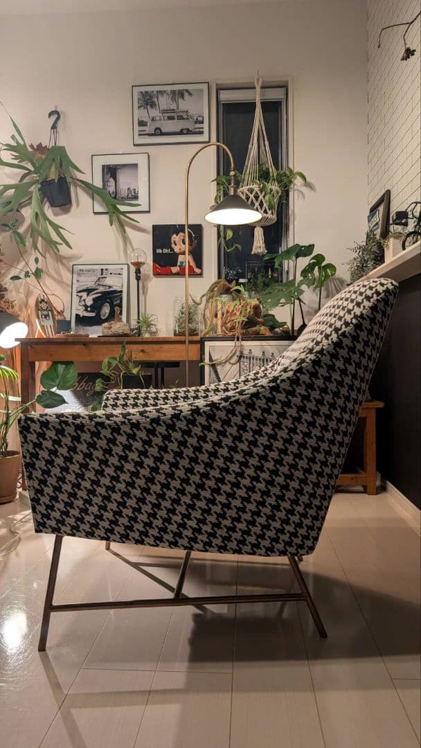 フランフラン　オウゲンチェア(augen chair)　千鳥格子柄