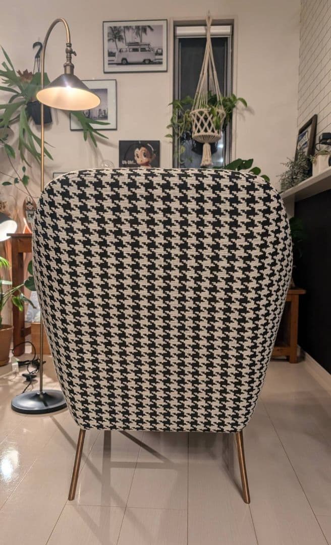 フランフラン　オウゲンチェア(augen chair)　千鳥格子柄