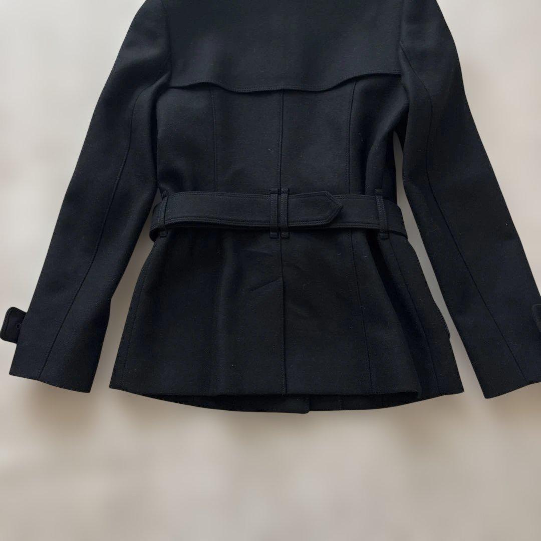 美品【シャドーチェック】バーバリーロンドン　ウールベルテッドコート M