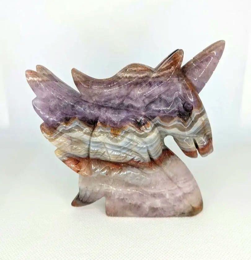 ❦新入荷❦ 天然石　アメジスト瑪瑙共生　ユニコーン 馬 置物　干支　丙午