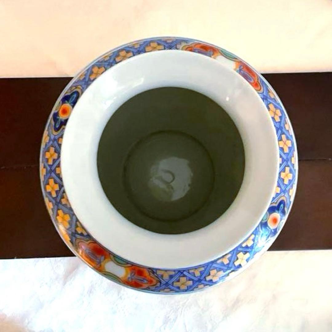 【新品】若山窯　唐絵柄陶器花びん 昭和レトロ 唐絵 骨董 手描き花瓶 置物