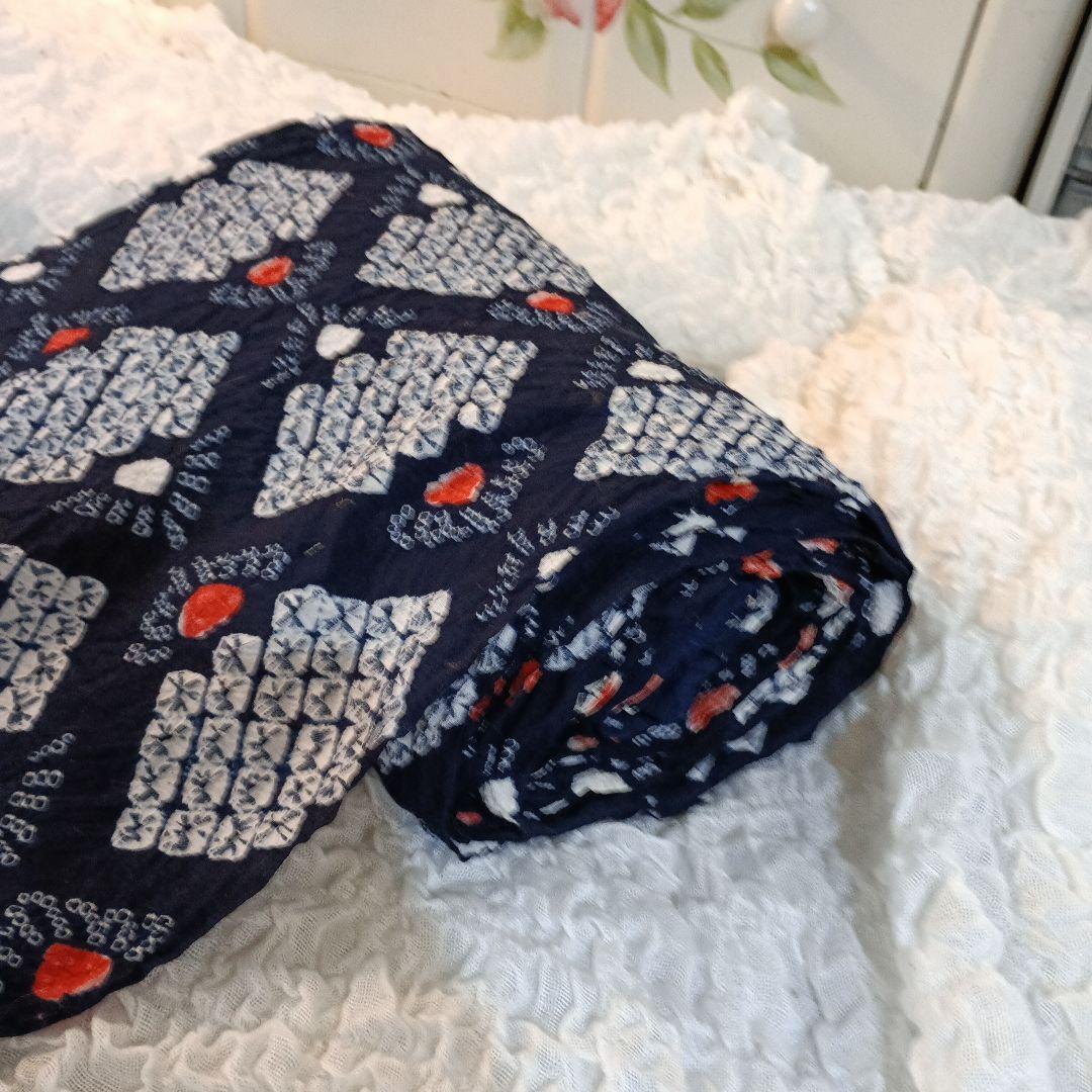 新品、有松絞り、有松海鳴り絞り、湯のし済み、反物 、紺色
