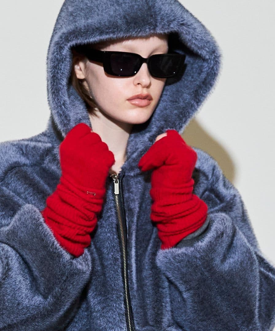 MAISON SPECIAL ニット グローブ 手袋 レッド タグ付き