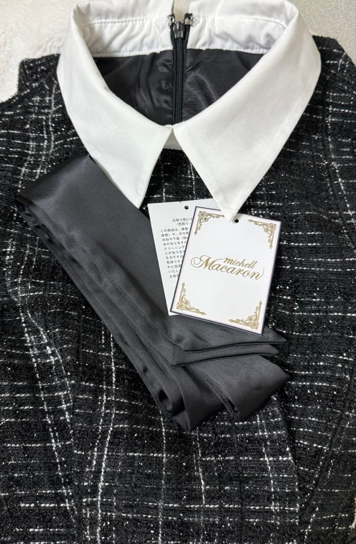 【完売品】XS リボンツイードミニワンピース ミシェルマカロン 数時間着用