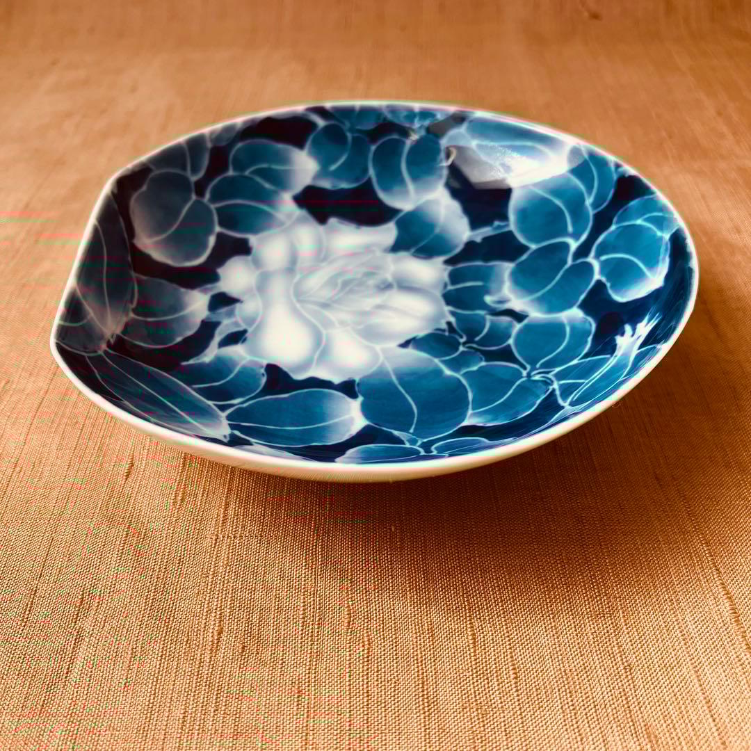 (希少) 深川製磁　古代バラ　半月皿　小皿　3枚　古代薔薇　手書き　有田焼