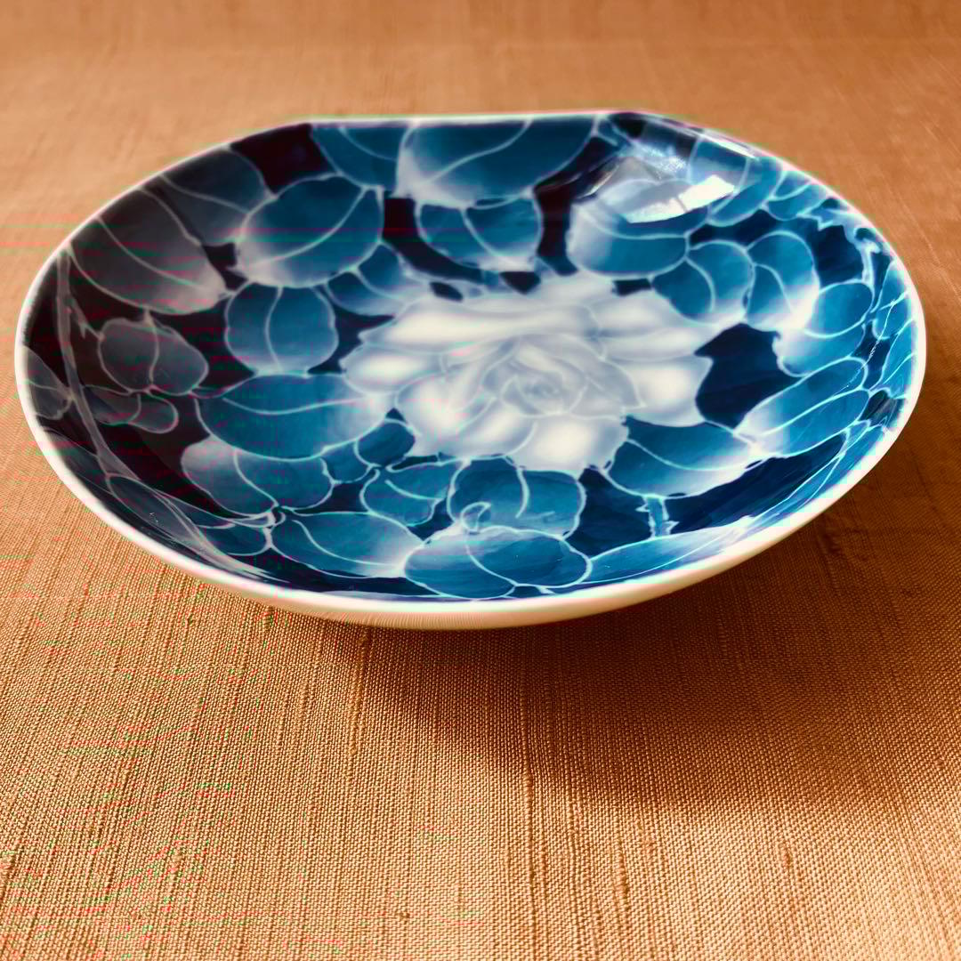 (希少) 深川製磁　古代バラ　半月皿　小皿　3枚　古代薔薇　手書き　有田焼