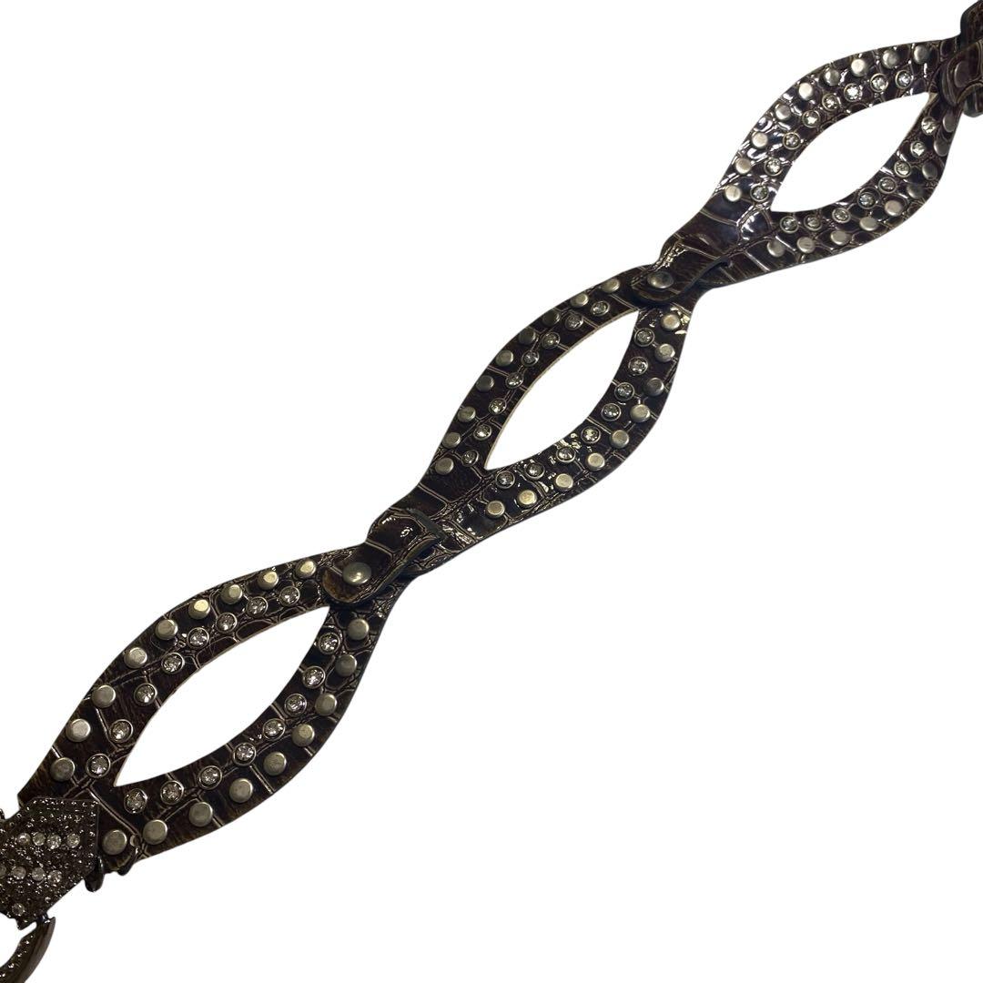 d.i.a. ダークブラウン クロコ型押しレザー ベルト　Y2K