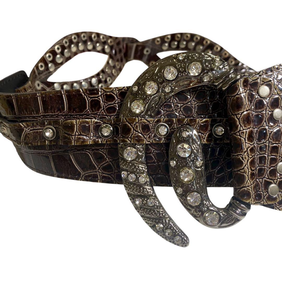 d.i.a. ダークブラウン クロコ型押しレザー ベルト　Y2K