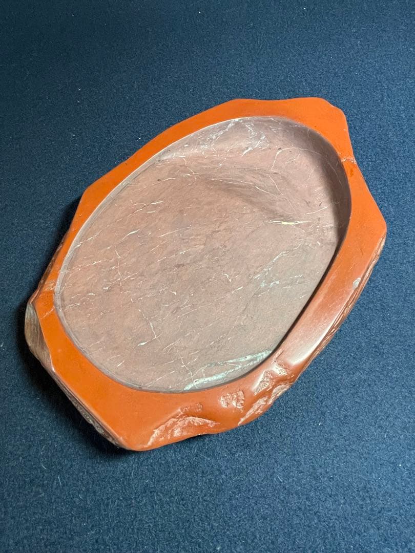 【墨研】紫雲名石硯◆佐藤鉄三郎作「自然石硯」◆使用品◆書道具 文房四宝 和硯