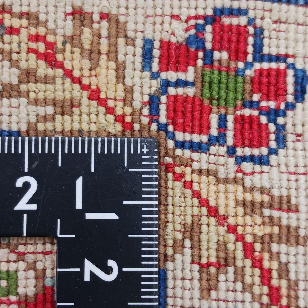 Y3347 中国シルク絨毯 シルク100% 手織り240段 85×68㎝