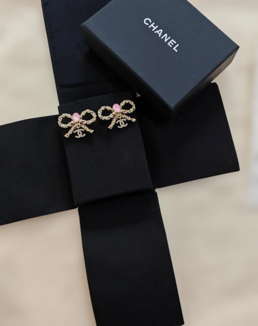 ★シャネル ピアス リボン ピンク