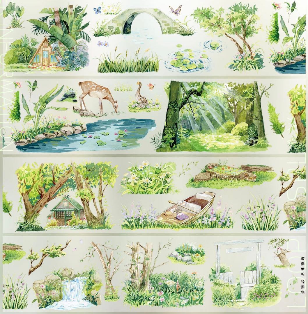 【8689】海外　マステ　5m巻売り　PETマスキングテープ　ジャングル　小動物