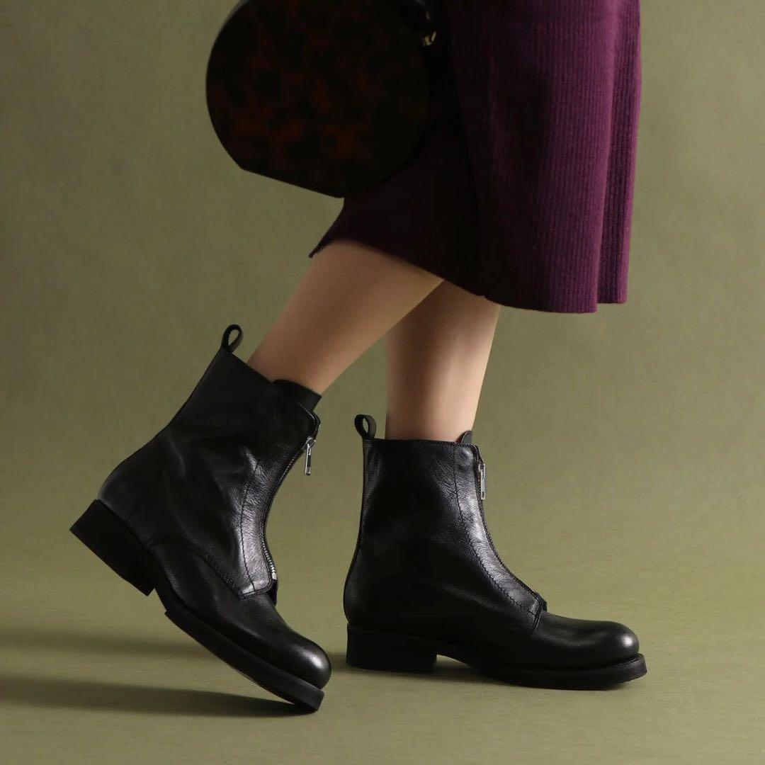 ファビオルスコーニFABIO RUSCONIジップサイドゴアショートブーツレザー