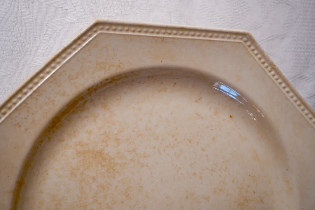 フランス アンティーク クレイユモントロー オクトゴナルプレート 陶器 平皿③