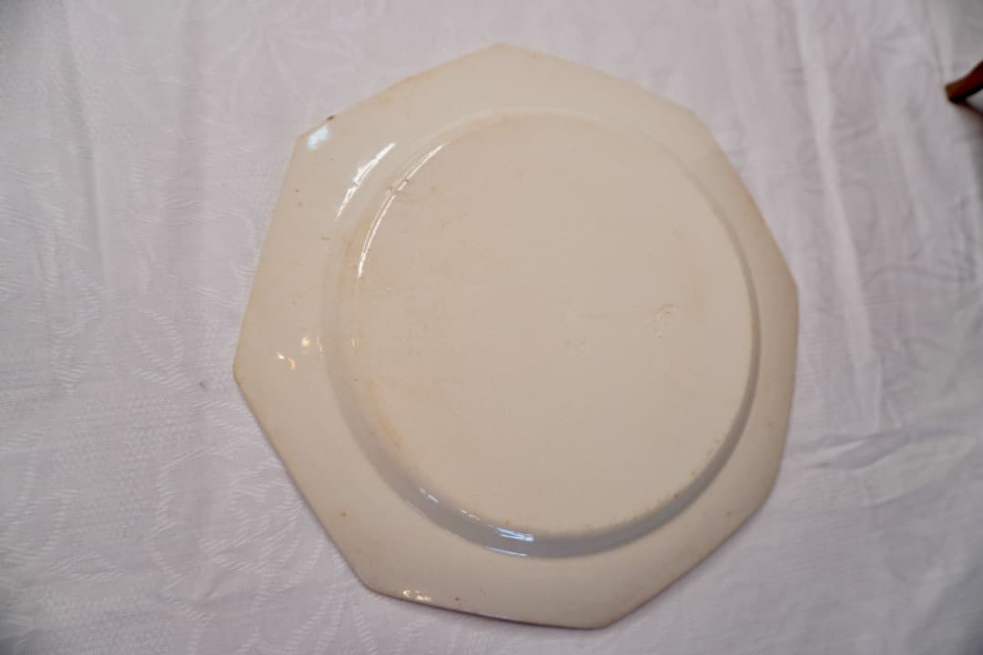 フランス アンティーク クレイユモントロー オクトゴナルプレート 陶器 平皿③