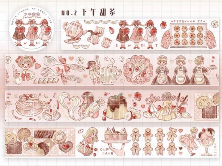 ×海外マスキングテープ 巻売り 4本セット 人物マスキングテープ