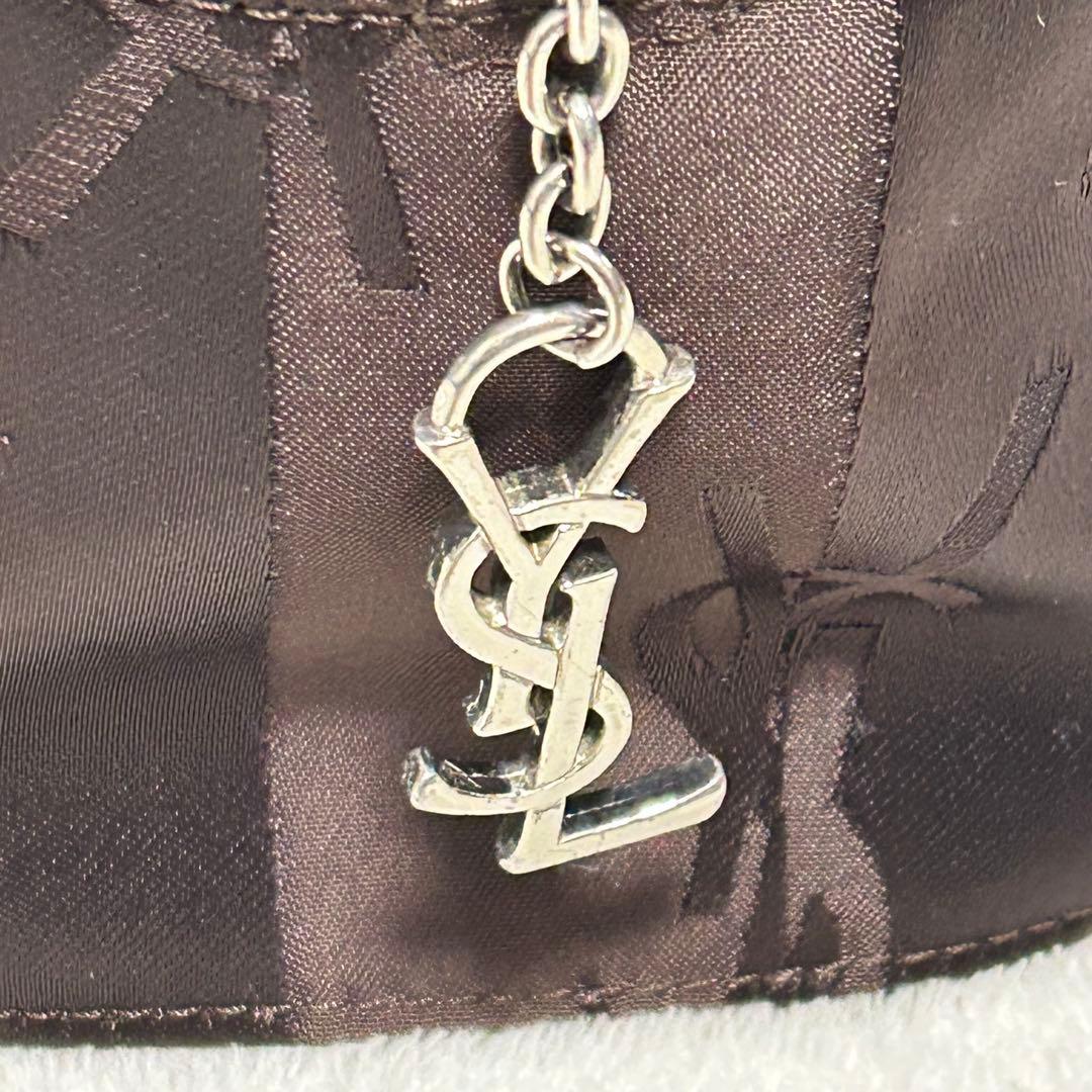 YSL イヴサンローラン ロゴ総柄 ハンドバッグ ブラウン系