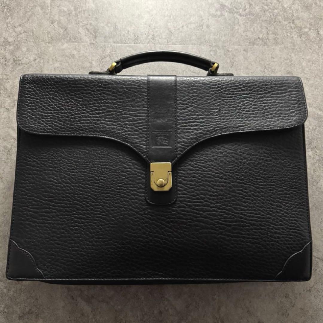 【美品】Burberry's ダレスバッグ　レザー　ビジネス　裏ノバチェック　黒