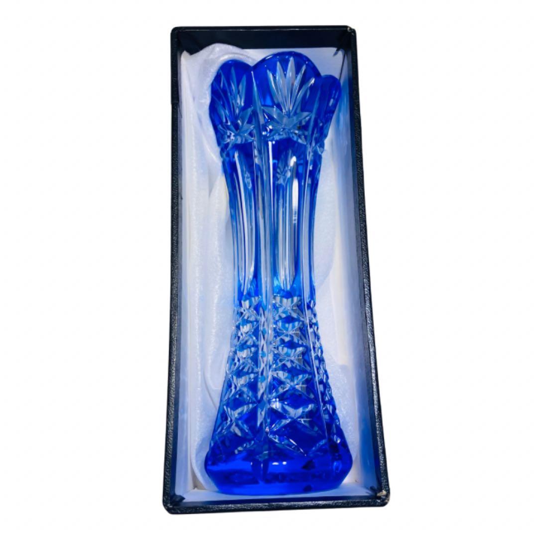 KAMEI GLASS シュヴァリエ Chevalier クリスタル花瓶 ブルー