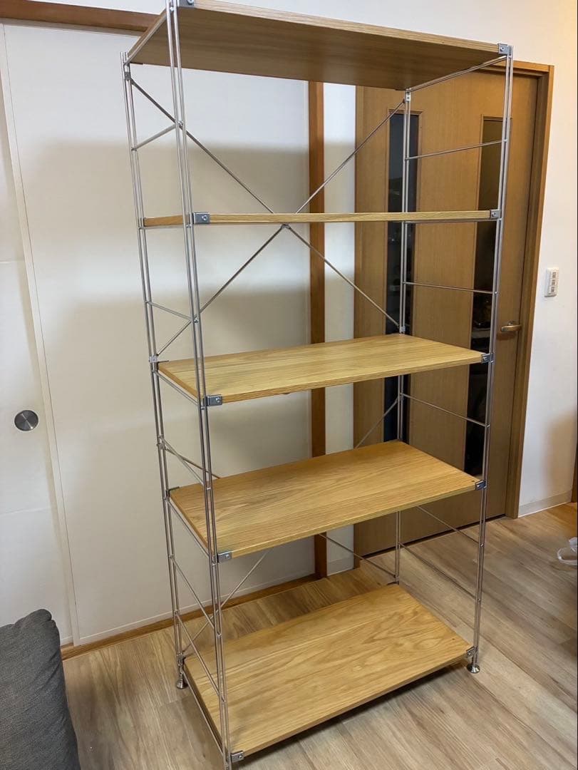 無印良品 ステンレスユニットシェルフ オーク材 棚セット ワイド大①