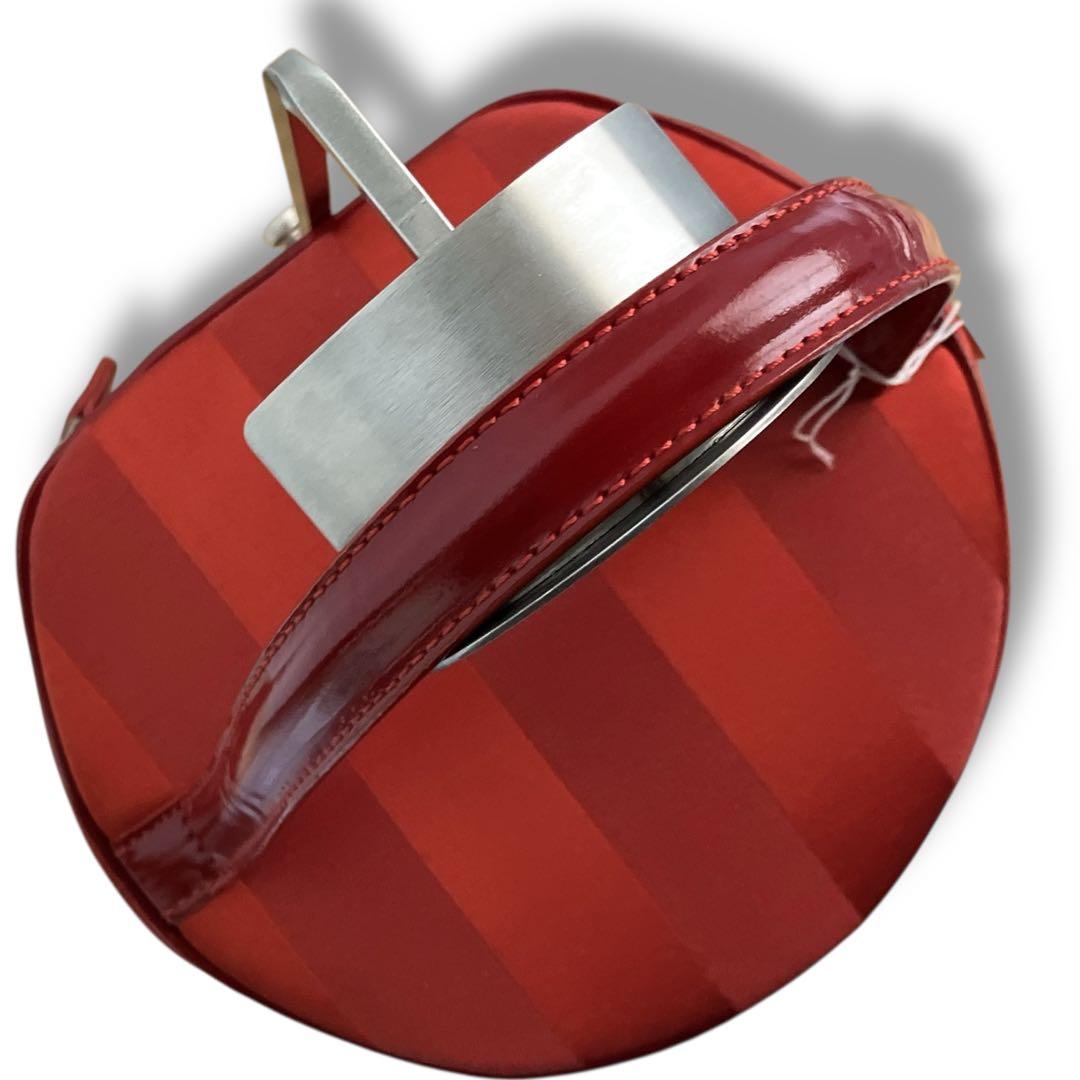 クレージュ 未使用品 フランス製 ビッグロゴ ストライプ バニティバッグ レッド