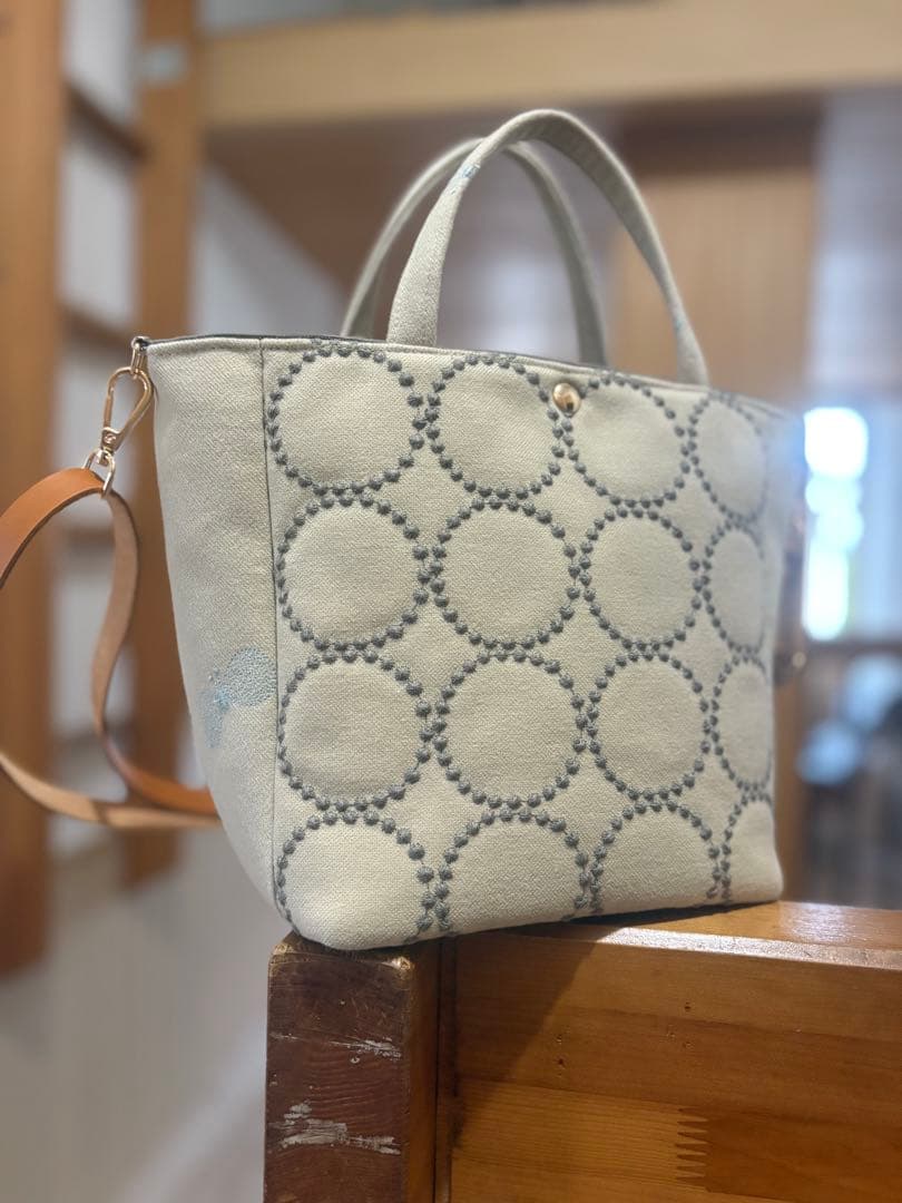 ミナペルホネン▫︎ハンドメイド▫︎本革ショルダー　サンドdop bag