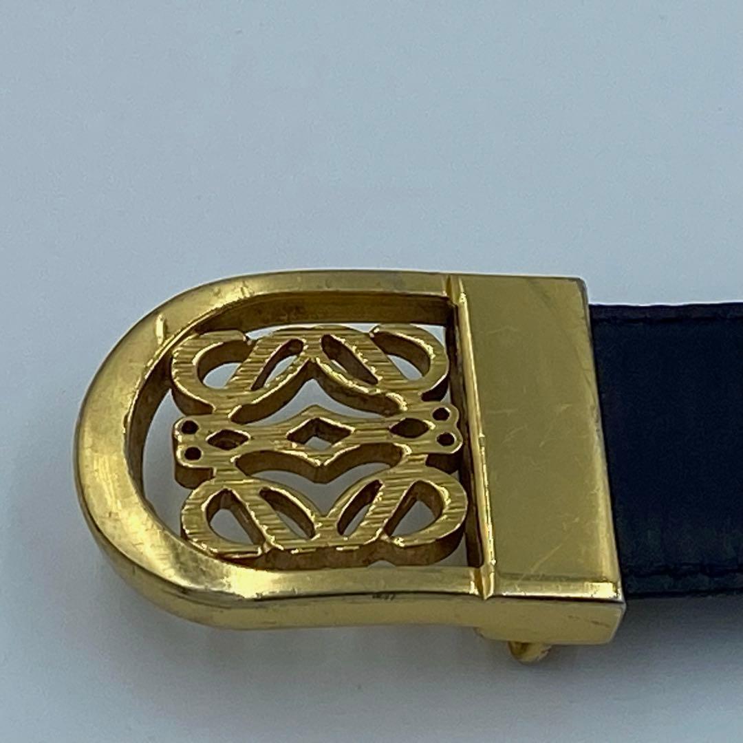 ✨希少✨ロエベ　ベルト　アナグラム　レディース　レザー　ダークネイビー