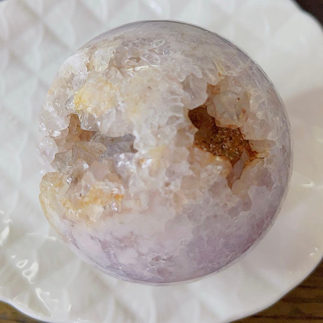 大! 天然石 ジオード アゲート ピンクアメジスト 共生 スフィア キラキラ