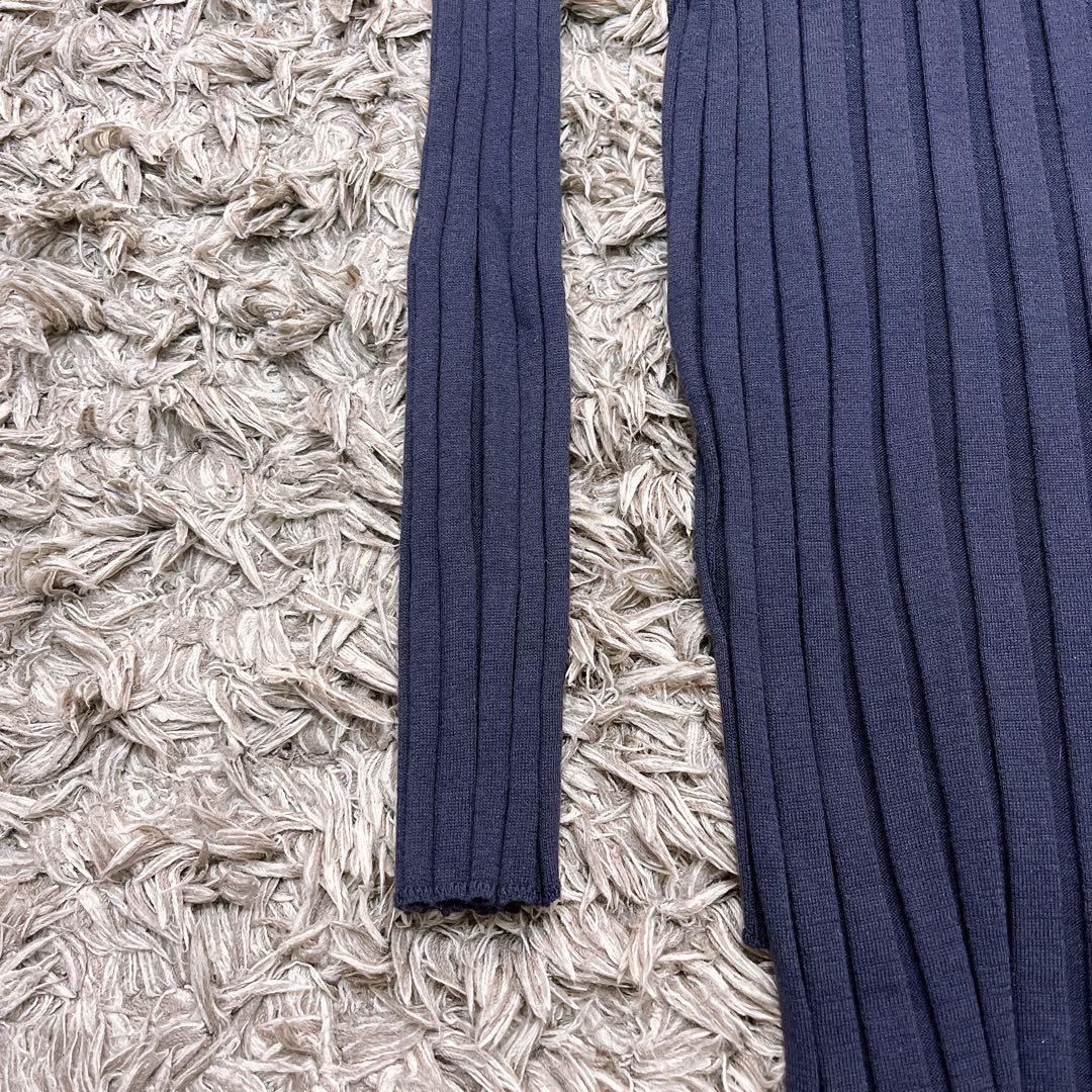 希少✨マディソンブルー リブニット Vネックカーディガン 紺 羽織 シルク混