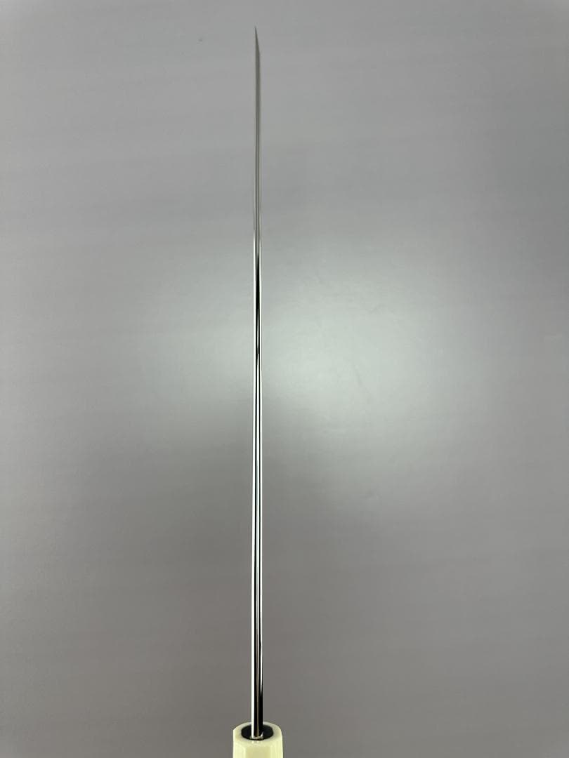 5559 先丸柳刃包丁 尺 ウルトラ鏡面仕上げ 刺身包丁 人工象牙黒三本巻八角柄