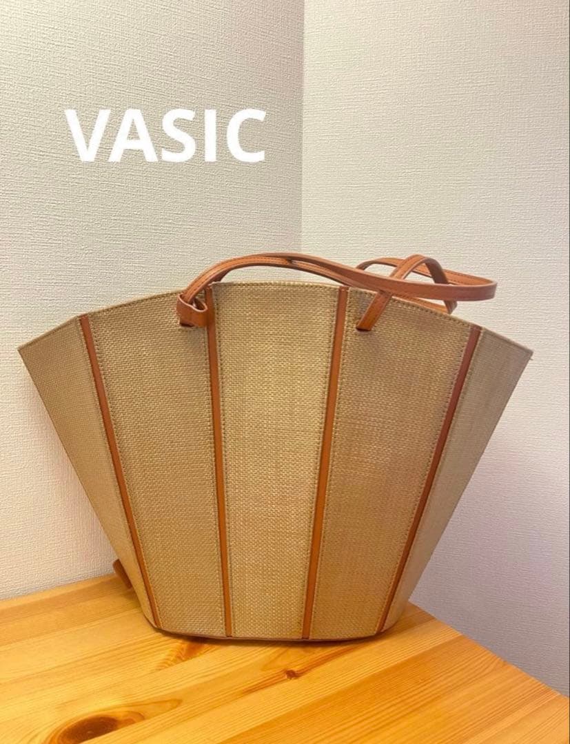 【美品】VASIC Play Marche ラフィア トート バッグ